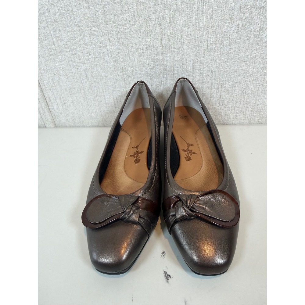 Ros Hommerson Bonze Metallic Brown‎ Low Wedge Kitten Heel Shoes 7 medium